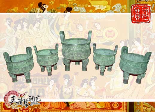 銅鼎，銅五鼎，中國鼎，佛像用鼎